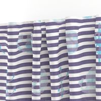 Watercolor Blue Whales Anchor Linen Sailor Stripes