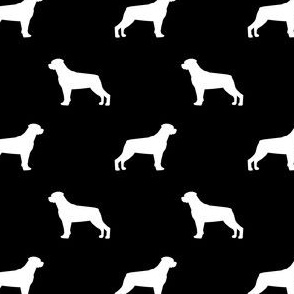 rottweiler silhouette dog fabric - dog breed fabric, dog wallpaper, silhouette dog wallpaper, rottweiler dog fabric - black 