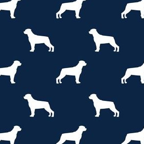 rottweiler silhouette dog fabric - dog breed fabric, dog wallpaper, silhouette dog wallpaper, rottweiler dog fabric - navy