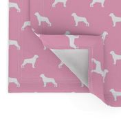 rottweiler silhouette dog fabric - dog breed fabric, dog wallpaper, silhouette dog wallpaper, rottweiler dog fabric - pink