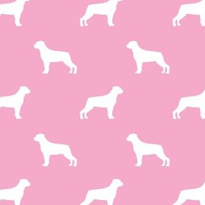 rottweiler silhouette dog fabric - dog breed fabric, dog wallpaper, silhouette dog wallpaper, rottweiler dog fabric - pink