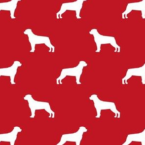 rottweiler silhouette dog fabric - dog breed fabric, dog wallpaper, silhouette dog wallpaper, rottweiler dog fabric - red