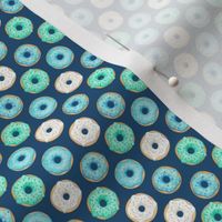 Iced Donuts Blue on navy, half inch donuts