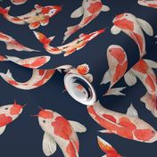 14" Japanese Koi Fish on blue