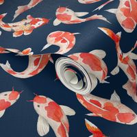 14" Japanese Koi Fish on blue