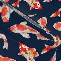 14" Japanese Koi Fish on blue