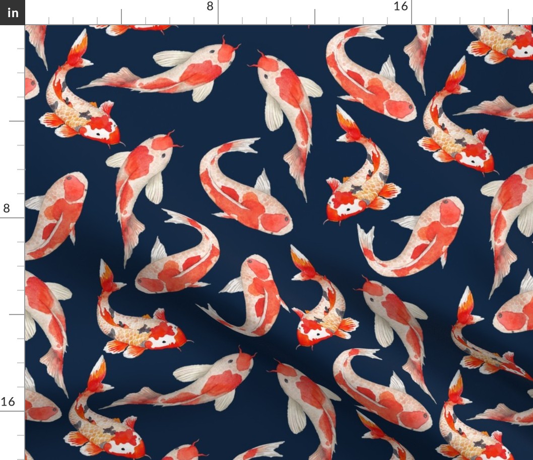 14" Japanese Koi Fish on blue