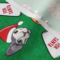 Cats and Cookies - Sphynx Cat, cookies, and milk for Santa - green - LAD19