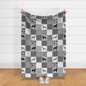 rottweiler cheater quilt fabric - dog quilt, dog fabric, pet friendly, buffalo plaid, buffalo check, fabric -  grey