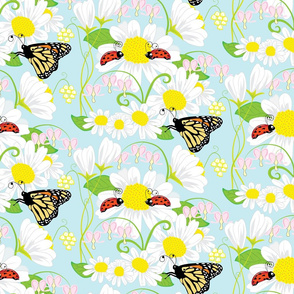 Childhood Love Bug large print, Lady Bug, Butterfly and Spring Flowers 