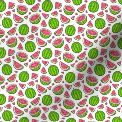 Watermelons Watermelon Fruits on White Tiny Small 0,75 inch