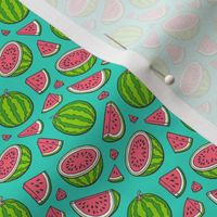 Watermelons Watermelon Fruits on Dark Green Tiny Small 0,75 inch