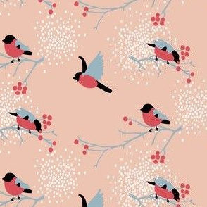 Birds and berries light pink