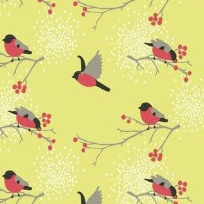 Birds and berries light green