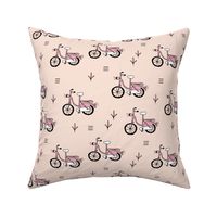 Little bicycle ride summer garden bike design nude pink peach