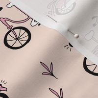 Little bicycle ride summer garden bike design nude pink peach