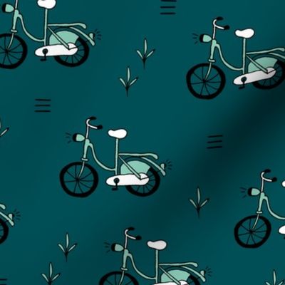 Little bicycle ride summer garden bike design teal mint