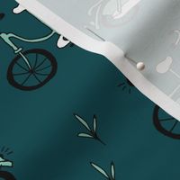 Little bicycle ride summer garden bike design teal mint