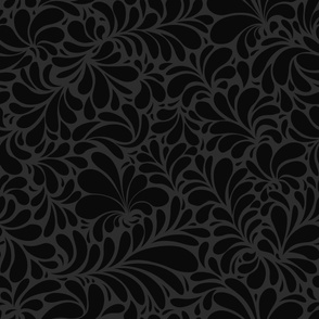 Damask Teardrop Black Ornament, seamless pattern