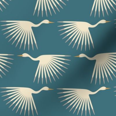 Art Deco Cranes - SW Silken Peacock