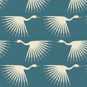 Art Deco Cranes - SW Silken Peacock