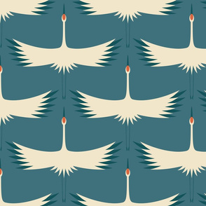 Whooping Crane Migration (12" wingspan wallpaper)- SW Silken Peacock