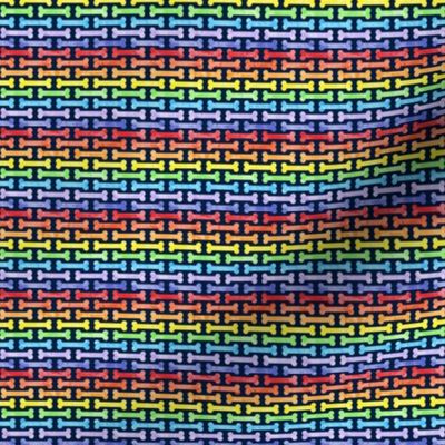 (micro scale) rainbow dog bones on navy - pet fabric - LAD19BS