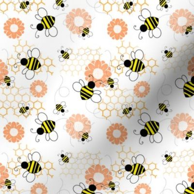 Bees, Flowers and Honeycombs - small