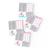 3 inch Flamingo//Stand tall my darling - wholecloth cheater quilt - rotated