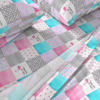 3 inch Flamingo//Stand tall my darling - wholecloth cheater quilt - rotated