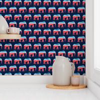 (small scale) Republican Party - Elephants - Red and blue watercolor on blue - LAD19BS