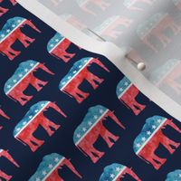 (small scale) Republican Party - Elephants - Red and blue watercolor on blue - LAD19BS