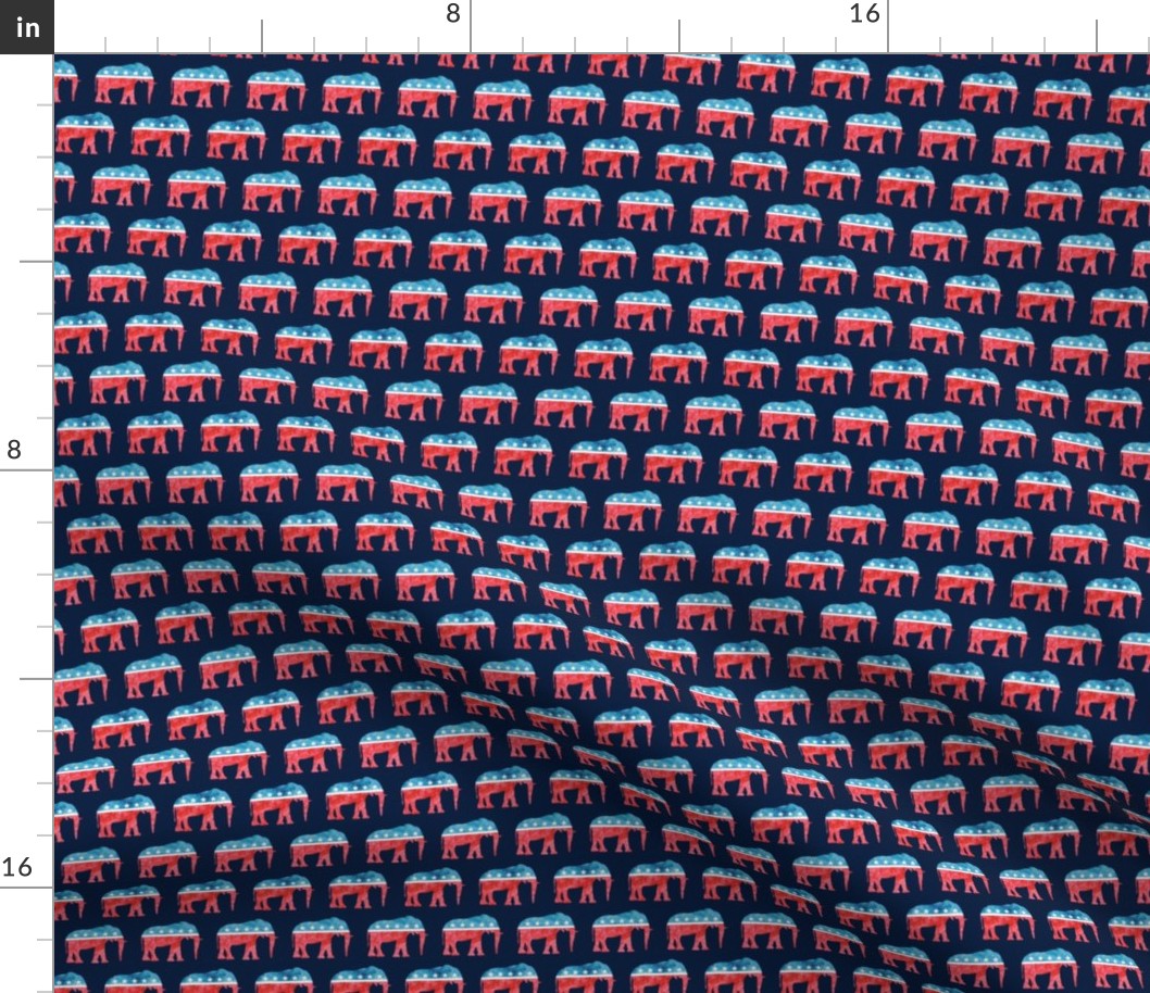 (small scale) Republican Party - Elephants - Red and blue watercolor on blue - LAD19BS