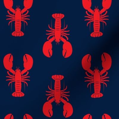 lobsters - red on navy - C19BS