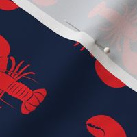 lobsters - red on navy - C19BS