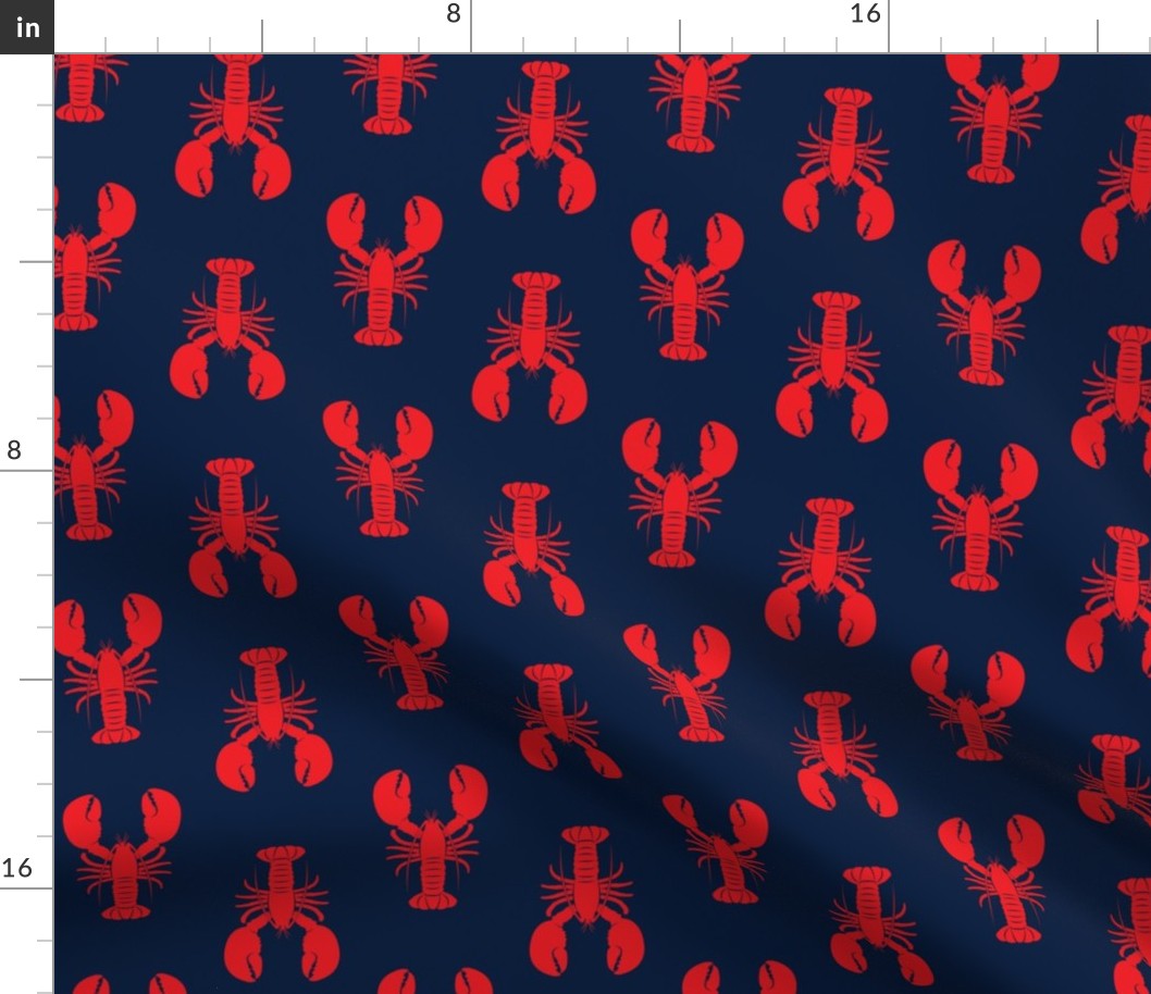 lobsters - red on navy - C19BS