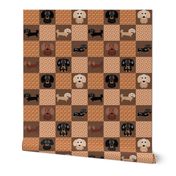14 dachshund dog cheater quilt - cheater fabric, dog quilt, dachshund fabric, dog, girls dog quilt, pet design - mokka