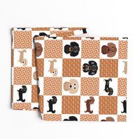 14" dachshund dog cheater quilt - cheater fabric, dog quilt, dachshund fabric, dog, girls dog quilt, pet design - white