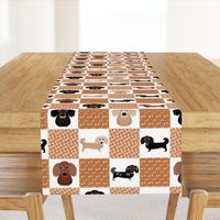 14" dachshund dog cheater quilt - cheater fabric, dog quilt, dachshund fabric, dog, girls dog quilt, pet design - white