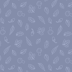 Ditsy Woodland Leaves - simple line Lilac 1
