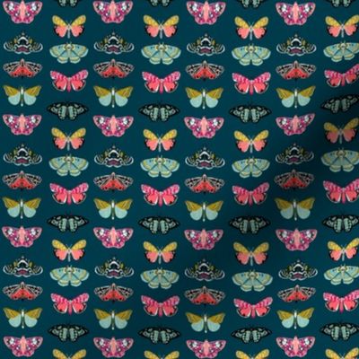 SMALL - moths // moth butterflies butterfly fabric navy botanical nature andrea lauren design andrea lauren fabric