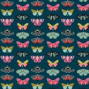 SMALL - moths // moth butterflies butterfly fabric navy botanical nature andrea lauren design andrea lauren fabric