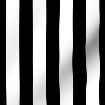 Black and White Vertical Beach Hut 1" Stripes