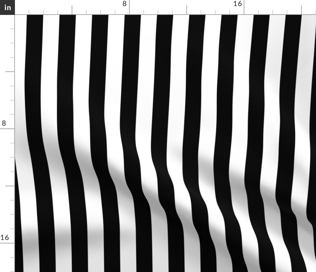 Black and White Vertical Beach Hut 1" Stripes