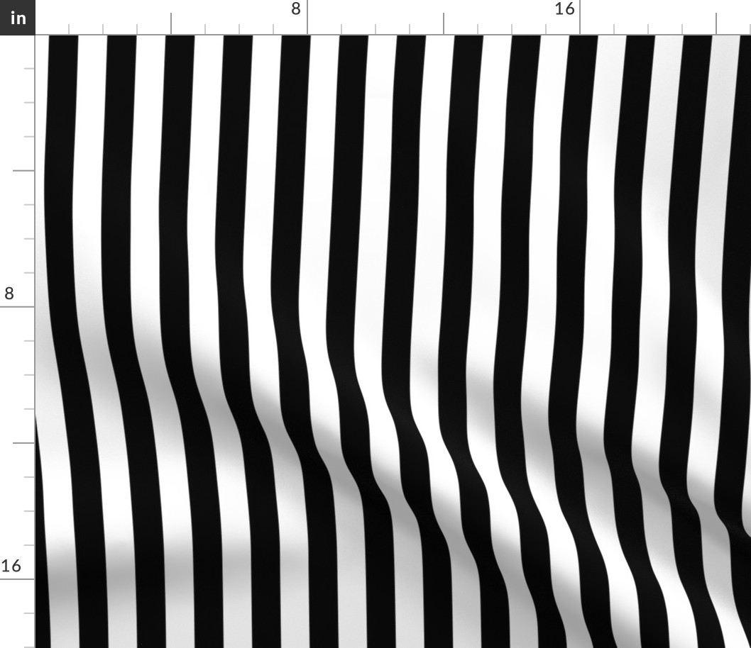 Black and White 3/4 inch Vertical Deck Chair Stripes