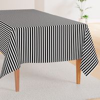 Black and White Thin Vertical Half Inch Picnic Stripes