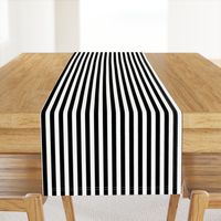 Black and White Thin Vertical Half Inch Picnic Stripes