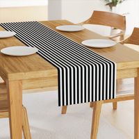 Black and White Thin Vertical Half Inch Picnic Stripes