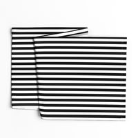 Black and White Thin Vertical Half Inch Picnic Stripes