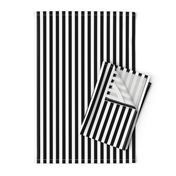 Black and White Thin Vertical Half Inch Picnic Stripes